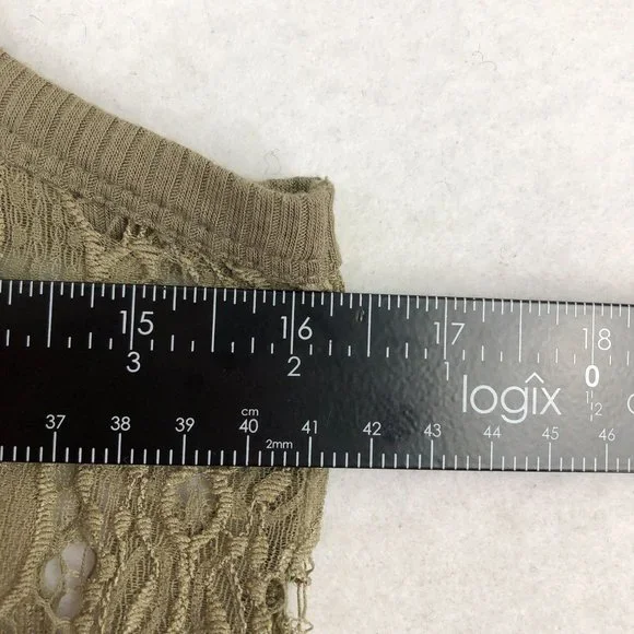 BKE Boutique Women's Size Small Olive Green Brown Eyelash Lace Scoop Tank Top - Picture 5 of 9